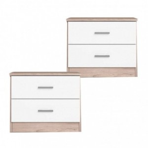 Pack 2 Mesas de Cabeceira Couple Sahara/ Branco Matte Pack 2 Mesas de Cabeceira Couple Sahara/ Branco Matte