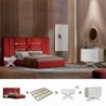 Pack Quarto Completo Bianca + Estrado + 2 Mesas de Cabeceira e Cómoda Shine