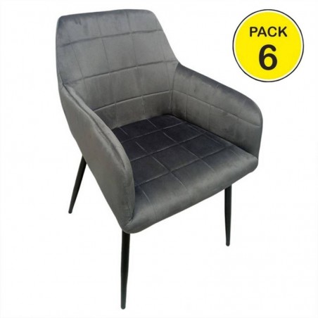 Pack 6 Cadeiras Riga II (Cinza Escuro c/ Pernas Pretas)