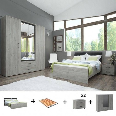 Pack Quarto Completo Tiffany c/ Roupeiro + Estrado (200x160cm)