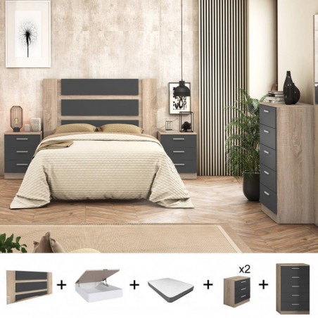 Pack Quarto Completo Monika c/ Camiseiro + Colchão Premium 17HR (190x150cm)