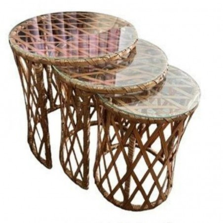 Conjunto de Mesa de Centro Rattan