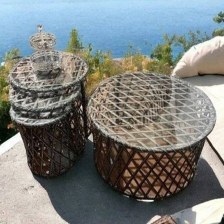 Conjunto 4 Mesas de Centro Rattan