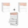 Pack 2 Mesas de Cabeceira 3G + Camiseiro 6G Cannes Branco Matte/ Sahara