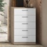 Pack 2 Mesas de Cabeceira + Camiseiro 5 Gavetas (Cambria/Branco) Monika