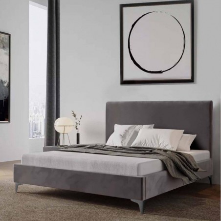 Cama de Casal Larissa c/ Base Fixa e Pés de Inox