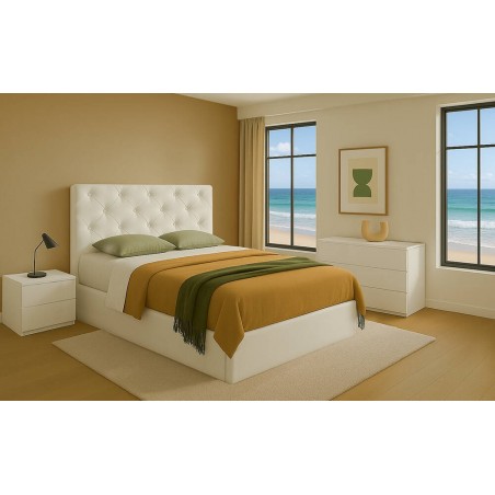 Cama de Casal Estofada Orlando + Colchão Opc.