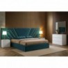 Cama de Casal Estofada Luiza c/ Detalhes Dourados (Cabeceira Longa) + Colchão Opc.