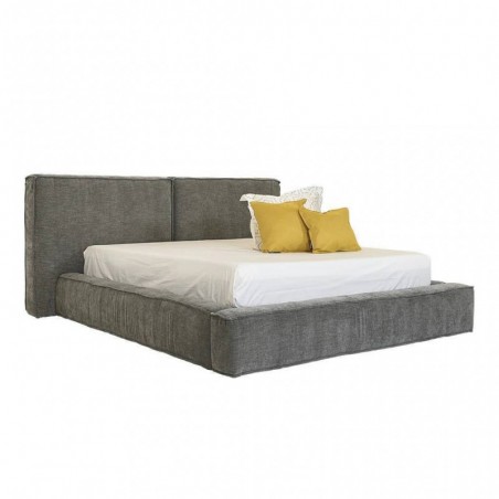 Cama de Casal Estofada Mabel (Cabeceira Longa) + Colchão Opc.
