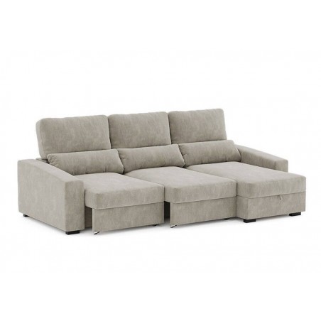 Sofá 2L + Chaise Long  c/ Cama e Baú Oslo (270x158cm)