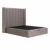 Cama de Casal Estofada Talita (Cabeceira Longa) + Estrado, Sistema Elevatório e Fundos + Colchão Opc.