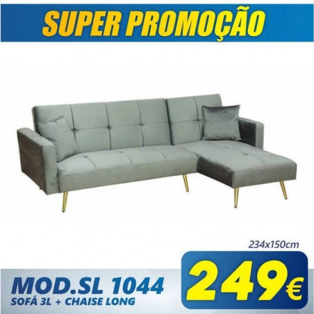 Sofá 3L + Chaise Long c/ Cama Mod. SL1044 (234x150cm)