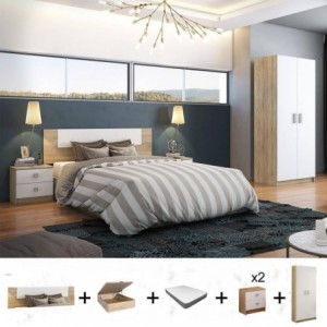 Pack Quarto Completo Champion c/ Roupeiro + Colchão Premium 17HR (190x150cm)