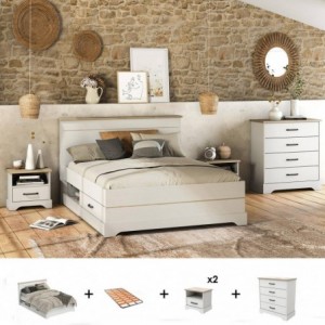 Pack Quarto Completo Cottage c/ Cómoda + Estrado (200x160cm)
