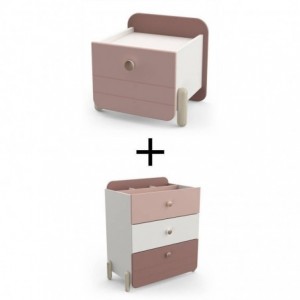 Pack 1 Mesa de Cabeceira + Cómoda Juvenil Jade