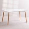 Pack Mesa de Jantar Retangular Dinamarca (Branco) + 4 Cadeiras Fina (Branco)