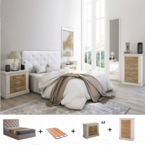 Pack Quarto Completo Orlando/Roncal (Andersen Pino/Roble) + Camiseiro (200x160cm)