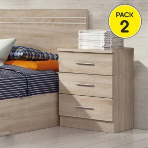 Pack 2 Mesas de Cabeceira 3 Gavetas Atlanta (Cambria)