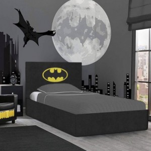 Cama Estofada Juvenil Batman Bordado + Colchão Opc.