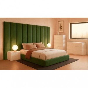 Cama Estofada de Casal Spirit c/ Cabeceira Alta + Colchão Opc.