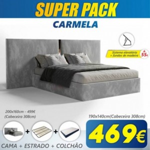 Super Pack Cama Carmela + Estrado + Colchão Back Ortopédico