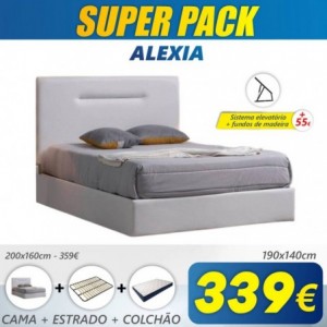 Super Pack Cama Alexia + Estrado + Colchão Back Ortopédico