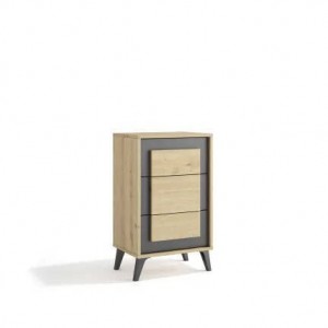 Mesa de Cabeceira Atenea 3 Gavetas c/ Pés