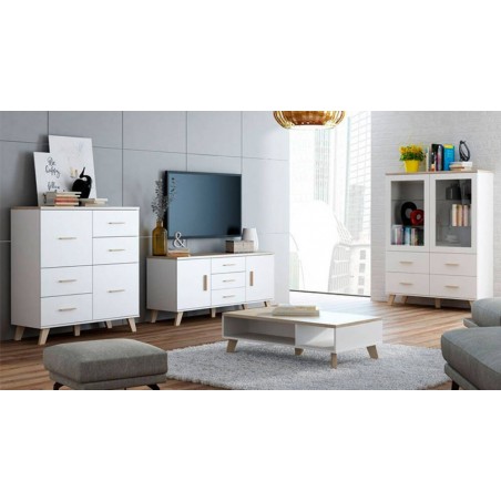 Sala Completa Sanna 2 (Branco Brilhante/Dab Sonoma)