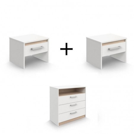 Pack 2 Mesas de Cabeceira + Cómoda Watson