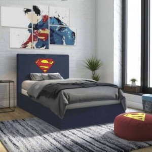 Cama Estofada Juvenil Superman Bordado + Colchão Opc.