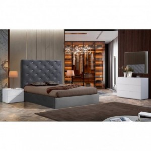 Quarto Completo Cama Estofada Rosemary c/Cristais Swarovski + Colchão Opc.