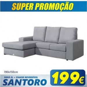 Sofá 2L + Chaise Long Reversível Santoro (190x150cm)