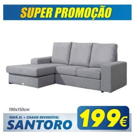 Sofá 2L + Chaise Long Reversível Santoro (190x150cm)