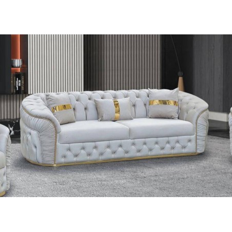 Sofá 3 Lugares (2 Assentos) Extreme Chester Set Capitoné Gold (225x90cm)