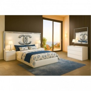 Pack Cama de Casal Clock & Clock (Cabeceira Longa) + Colchão Opc.