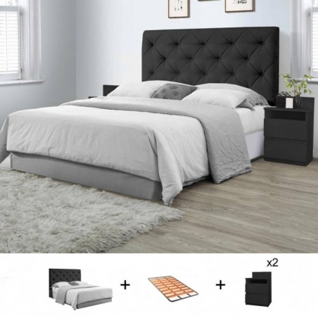 Pack Quarto Completo Orlando c/ 2 Mesas de Cabeceira Malwa M1 + Estrado (195x150cm)