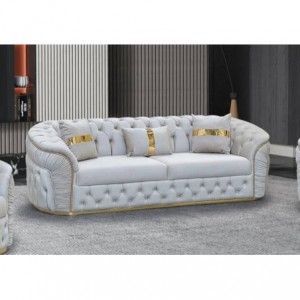 Sofá 3 Lugares (2 Assentos) Extreme Chester Set Capitoné Gold (225x90cm)