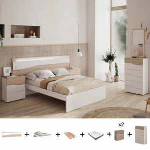 Pack Quarto Completo Cannes c/ Camiseiro + Estrado + Colchão Premium 17HR (190x150cm) Pack Quarto Completo Cannes c/ Camiseiro + Estrado + Colchão Premium 17HR (190x150cm)