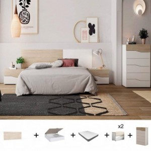 Pack Quarto Completo Cannes c/ Sommier + Colchão Premium 17HR (190x150cm) Pack Quarto Completo Cannes c/ Sommier + Colchão Premium 17HR (190x150cm)