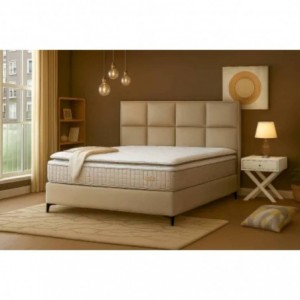 Cama Estofada Como c/ Estrado, Sistema Elevatório e Fundos Incl + Colchão Opc.