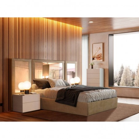 Cama de Casal Estofada Love Song c/Espelhos + Colchão Opc.