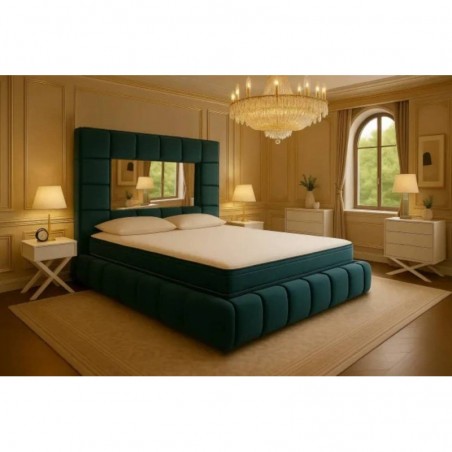 Cama Anabela c/ Espelho (c/Estrado, Sistema Elev. e Fundos Incluídos) + Colchão Opc.