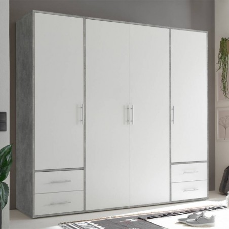 Roupeiro 4 Portas de Bater + 4 Gavetas Valencia