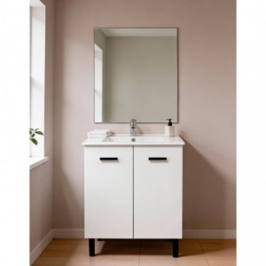 Móvel de Casa de Banho Completo Luque c/ Torneira, Lavatório e Espelho (91x60x42,5cm)