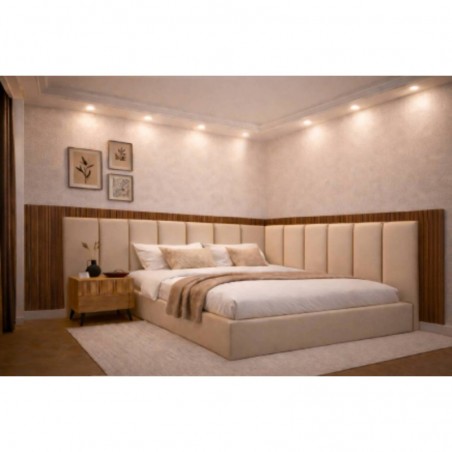 Cama Estofada de Canto Azis + Colchão Opc.