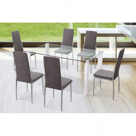 Pack Mesa de Jantar Hana (Branco) + 6 Cadeiras Sakura (Marengo)