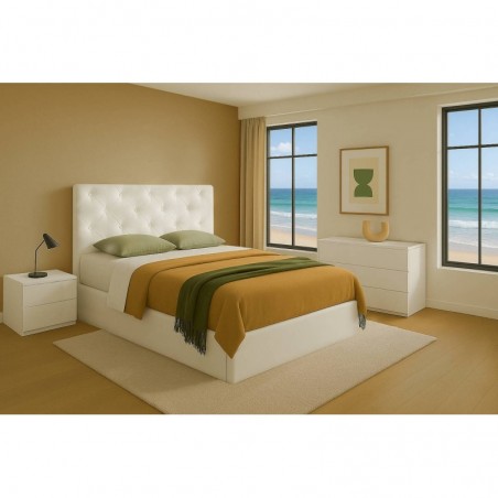 Cama de Casal Estofada Orlando + Colchão Opc.