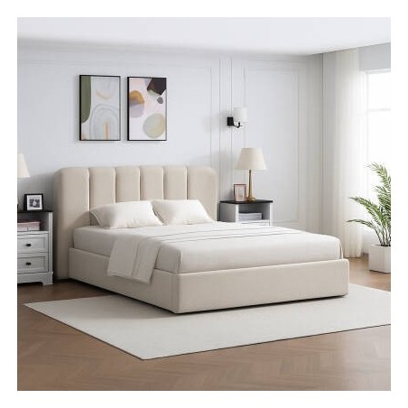 Cama de Casal Estofada Minerva + Colchão Opc.