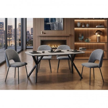 Pack Mesa de Jantar Fixa Coimbra + 4 Cadeiras Baltic (Cinza)