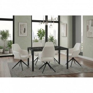 Pack Mesa de Jantar Marmol  + 4 Cadeiras Gabrielle (Branco)